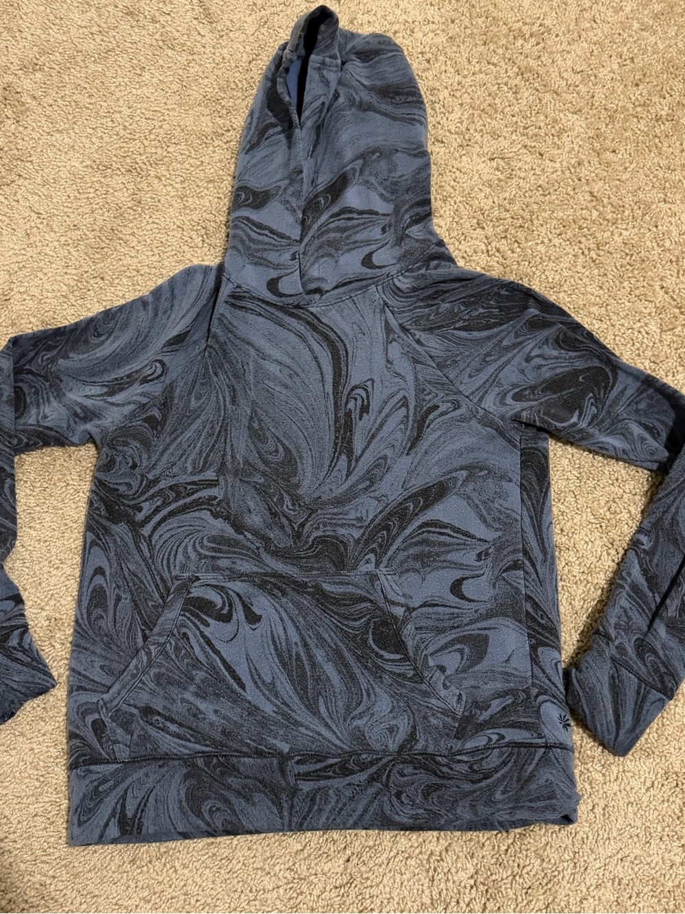Athleta Girl In Your Element 2.0 Hoodie Sumi Marble Blue Size 8-10